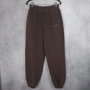 Comfrt Sweatpants Mens Medium Brown Fleece Cloud Joggers Elastic Waist Cuffed